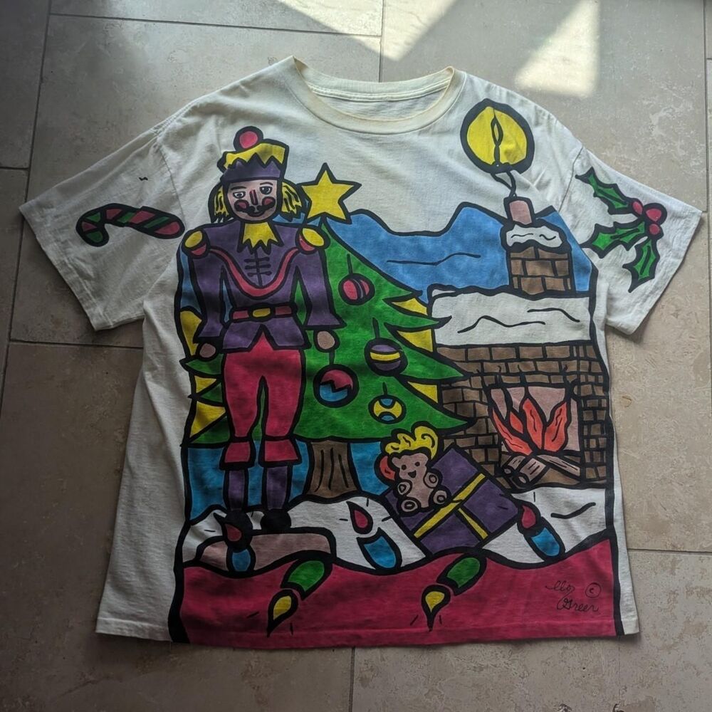 Vintage 90s AOP Christmas Nutcracker Pop Art Shirt